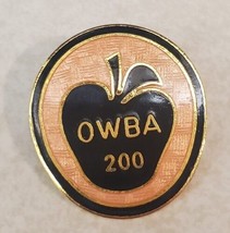 Vintage Oklahoma OWBA 200 Club Enameled Bowling Trophy Pin Apple Theme - £11.71 GBP