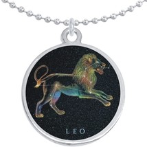Leo Zodiac Stars Round Pendant Necklace Beautiful Fashion Jewelry - £8.60 GBP
