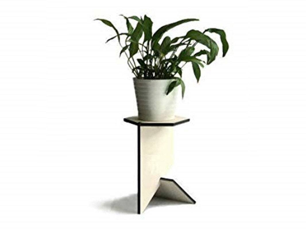 Hexagonal Wooden Plant Stand, Modern Indoor Planter Holder, Stylish Acce... - $56.00