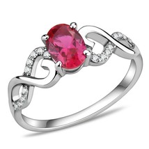 Oval Cut Ruby Red CZ 7x5mm Ring July Birthstone Stainless Steel TK316 - £14.15 GBP