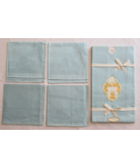 Gold Medal Blue Tablecloth 52”x 52” &amp; 4 Napkin Pure Irish Linen Damask - £75.06 GBP
