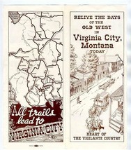 Virginia City Montana Today Brochure 1950 Vigilante Country Days of the Old West - $24.72