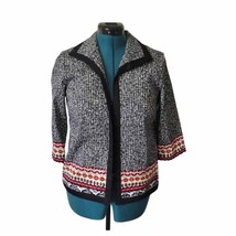 ALFRED DUNNER Geometric Print Blazer with spread collar open front 3/4 Sleeve 6P - £14.10 GBP