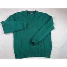 Vintage Jantzen Sweater Womens Medium Green Wool Blend V Neck Pullover USA Y2K - £19.47 GBP