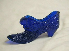 Vintage Mosser Victorian Style Deep Cobalt Blue Glass Slipper Shoe Daisy Designs - £34.12 GBP