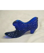 Vintage Mosser Victorian Style Deep Cobalt Blue Glass Slipper Shoe Daisy... - £33.27 GBP