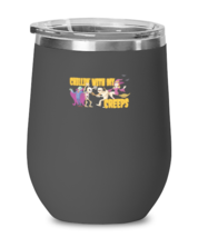 Wine Glass Tumbler Stainless Steel Funny chillin&#39; with my creeps  - £24.31 GBP