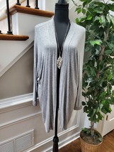 Chris &amp; Carol Women&#39;s Gray Rayon Long Sleeve Open Front Casual Cardigan Size M - £23.59 GBP