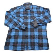 Backpacker Shirt Men L 16-16.5 Blue Plaid Flannel Acrylic Button Up Long Sleeve - £17.94 GBP