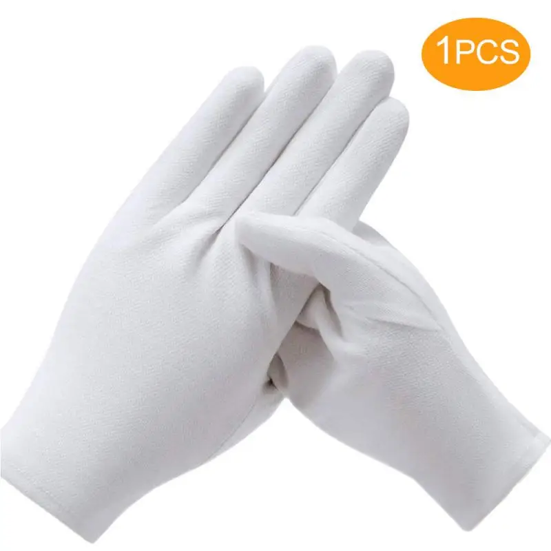 1Pairs White Gloves Soft Cotton Gloves Coin Jewelry Silver Inspection Gloves Str - £102.76 GBP