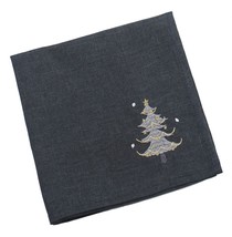 Metallic Tree Christmas Embroidered Pewter Napkin - 45cm x 45cm - $7.60