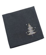 Metallic Tree Christmas Embroidered Pewter Napkin - 45cm x 45cm - £6.01 GBP