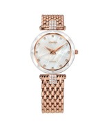 FACET STRASS Brilliant-Cut Rose GP Swiss Quartz Watch 15mm Band MOP Dial - $782.03 CAD