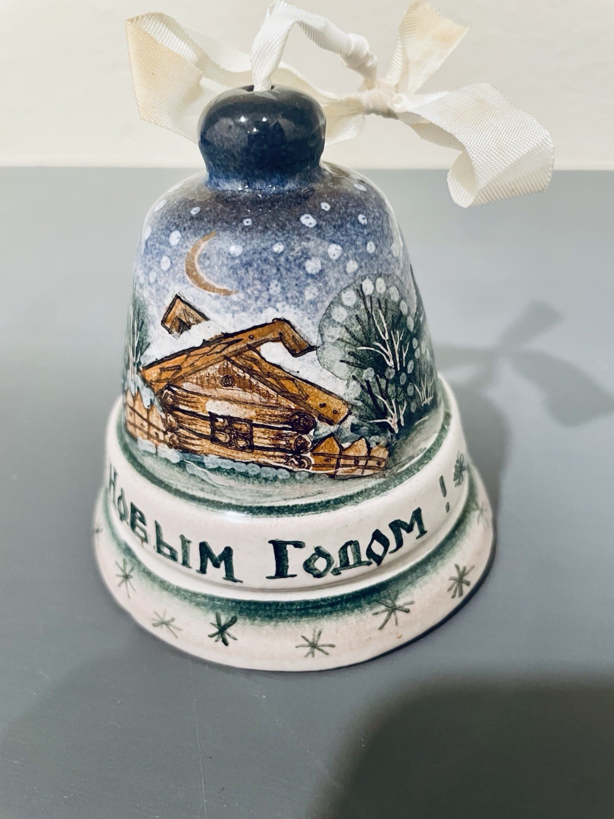 Vintage clay Handpainted Russian Bell Christmas New Year Item image 2