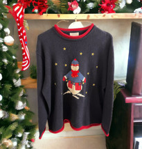 Christopher Banks Sweater Womens XL Knit Christmas Snowman Patriotic Fla... - $23.76