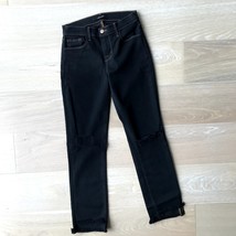 J Brand Distressed Step Hem Straight Leg Jeans Lawless Black sz 26 NWOT - £30.56 GBP