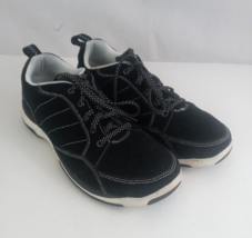 L.L. Bean Women&#39;s Black Suede Casual Lace-Up Sneakers Size 9.5 - $24.24
