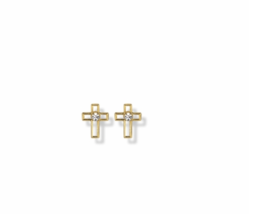 14K Gold Filled Cross Outline With Stone Center Earrings - £56.12 GBP