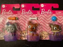 Lot of 3 New Mattel BARBIE Pets Puppy With Bone Cat With Yarn Bunny Carrot Gift - £11.98 GBP