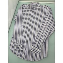 Etro Men Shirt Purple Striped Long Sleeve Button Up Spread Collar 41 Large L - £27.35 GBP