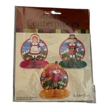 Vintage Amscan 3”-5” Thanksgiving Turkey Pilgrim Honeycomb Table Decorat... - $111.83 MXN