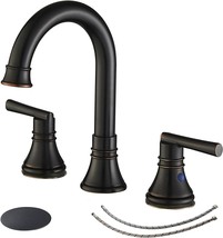 Bathlavish Oil Rubbed Bronze Bathroom Faucets For Sink 3 Hole 360 Swivel Spout 8 - £70.33 GBP