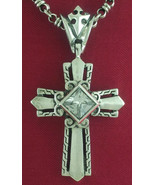 Mini Sterling Silver Cross with Stone Pendant Men and Women Heavy Rocker... - £115.90 GBP
