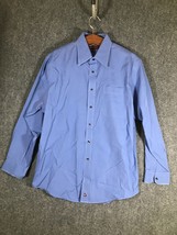 Nordstrom Button Up Dress Shirt Pocket Mens Large Blue 16&quot; Neck Size L C... - £9.56 GBP