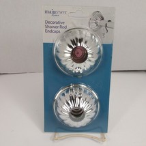 Mainstays Decorative Shower Rod End Caps Chrome/Silver Pkg. of 2 - £5.41 GBP