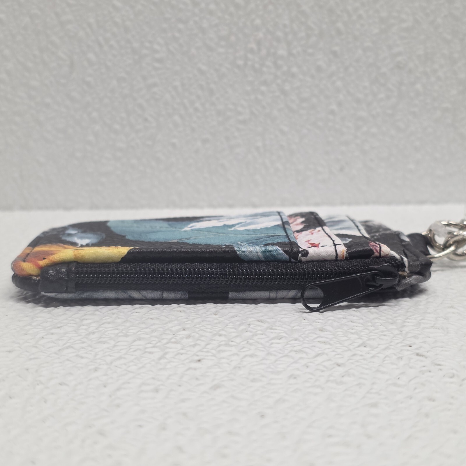 Stone Mountain Black Floral Leather Blend Zip Money & ID Card Holder Lanyard NWT Item image 6