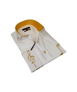 Mens AXXESS Musician Singer Cotton Shirt Turkey Musical Notes 724-23 Whi... - $1,842.66 MXN