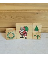Vintage Christmas Rubber Wood Block Stamps Santa 1997 Lot of 4 - $23.14