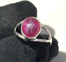 Beautiful Red Ruby Star Gemstone Ring 925 Sterling Silver Handmade Red Ruby Ring - £43.24 GBP