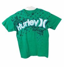 HURLEY GREEN T SHIRT TOP SIZE M Medium COTTON BLEND CREW NECKLINE - £9.39 GBP