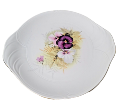 Vintage Royal Vale Serving Plate Purple Pansy Flower Lilac Handle Made England - £11.37 GBP