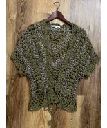 Mystree Acrylic Blend Brown Green Crochet Lightweight Sweater Women Size... - $35.26 CAD
