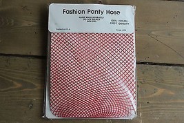 Vintage NWT Ultra Sheer Fashion Pantyhose Sun Franks Red Fishnet Size B ... - £6.98 GBP