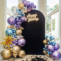 Metallic Balloon Garland Balloons Chrome Blue Purple Silver Gold Starburst Ball  - $28.99