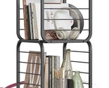 Vasagle 4-Tier Rotating Bookshelf, Ebony Black And Ink Black, Steel Frame. - $129.92
