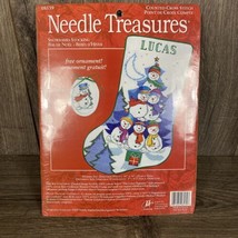 Needle Treasures Snow babies Snowman cross stitch stocking kit 10x16” NIP - $29.95