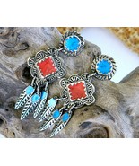 Vintage Berebi Southwestern Earrings Enamel Feather Dangles Pierced - $19.95