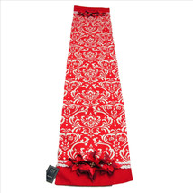 Red Poinsettia Holiday Damask Table Runner 13.5x72 inches - £17.02 GBP