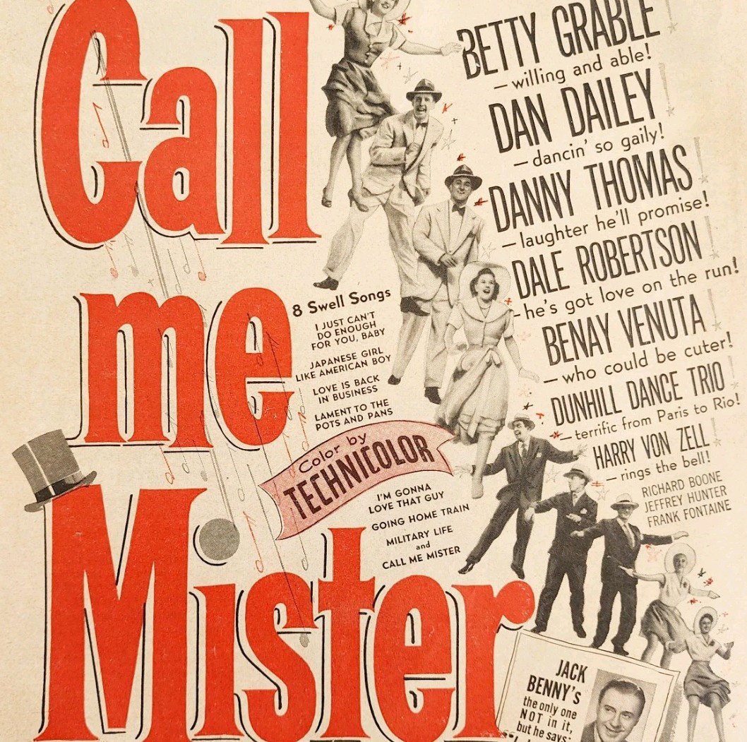 1951 Call Me Mister Movie Advertisement Betty Grable Musical Jack Benny ... - £22.59 GBP