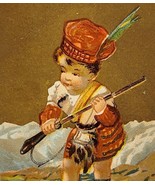 Antique Victorian Trade Card Scandinavian Frontier Child w/Rifle 1880s 4... - $25.74