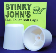 2 eXtra Tall Toilet Bowl cAps 1/4&quot; screw On White Plastic Bolt Covers to... - $600.39 MXN