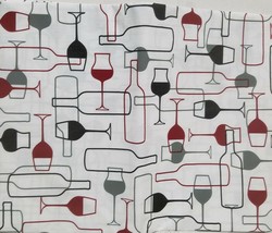 Peva Vinyl Tablecloth 52&quot;x52&quot; Square (4 People) Wine Bottles &amp; Glasses, Bh - $12.86