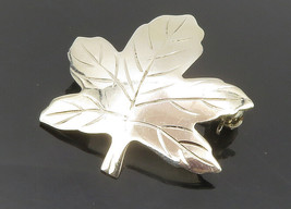 925 Sterling Silver - Shiny Etched Maple Leaf Motif Brooch Pin - BP5389 - $26.09