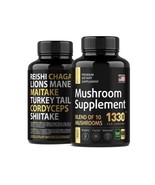 Mushroom Nootropic Supplement with Lions Mane - 10 Mushroom Blend: 60 Capsules - £15.78 GBP