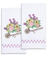 Jack Dempsey Needle Art Wheelbarrow of Flowers Decorative Hand Towels - $19.14 CAD