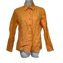 Michael Kors Shirt Women&#39;s Size 6 Orange 100% Linen Button Up Long Sleeve Blouse - £19.89 GBP